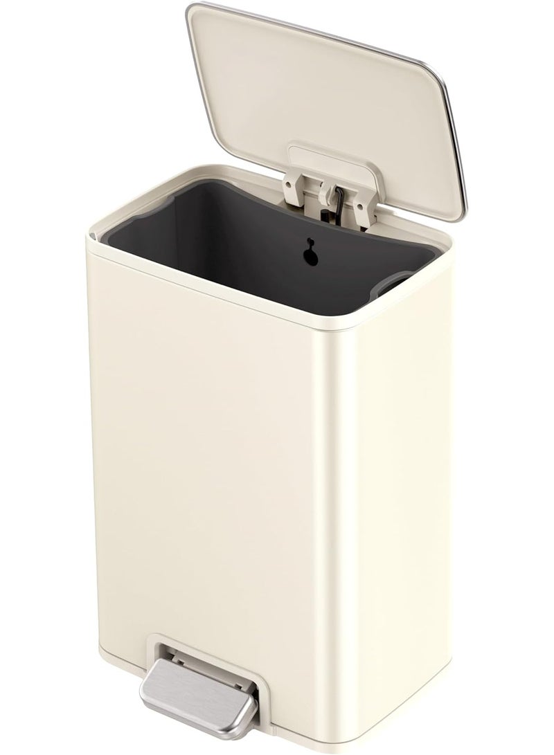 Orchid EKO Marina Step Bin with Soft Close Lid, Stainless Steel Matt Finish Pedal Bin, Hands-Free Kitchen Garbage Trash Can, Removable Inner Bucket Waste Bin for Office & Home (Vanilla, 20 Litres) - Image 2
